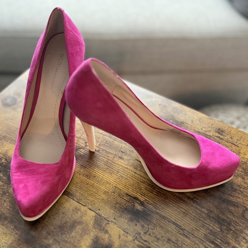 BCBGeneration Barbie Pink Leather Suede Pumps